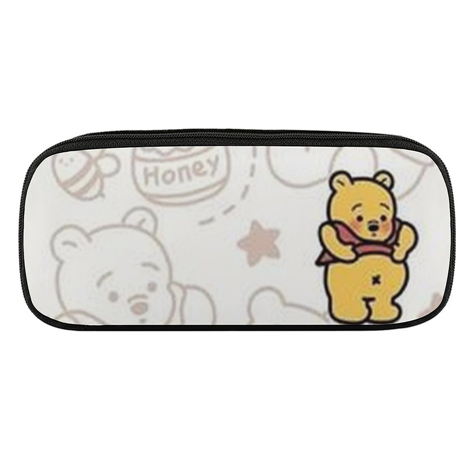 Pooh Bear Reißverschluss-Tasche – Segeltuch, 24x16,5 Cm, 3D-Druck, Für Kosmetik & Accessoires