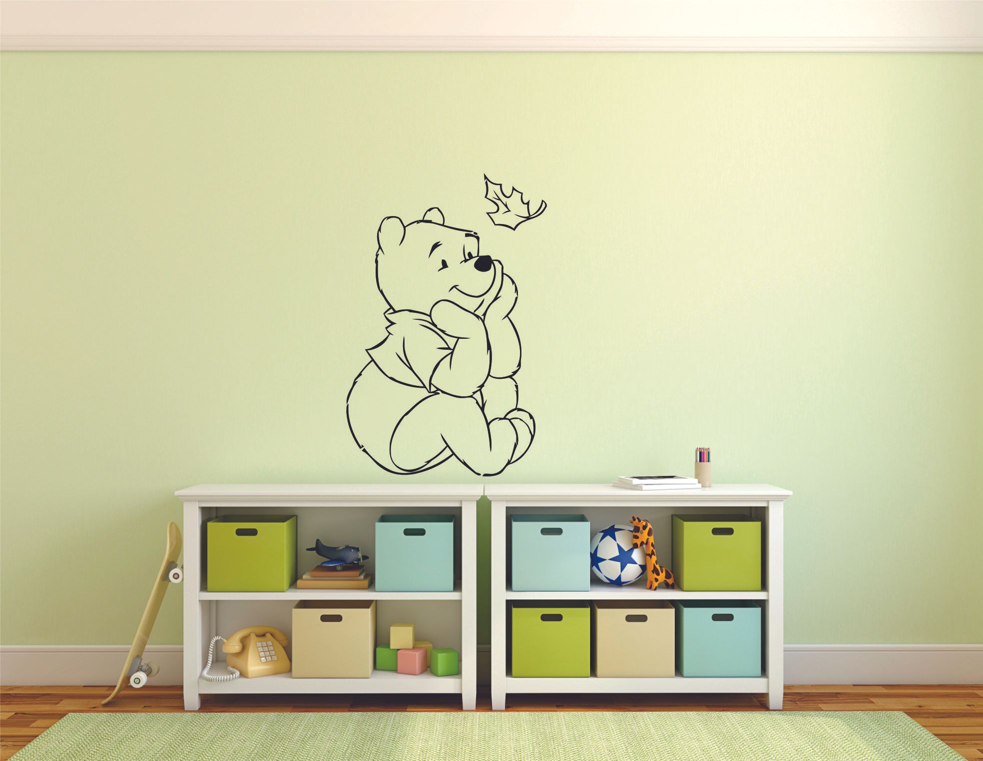 Winnie the Pooh Falling Leaf Fall Leaves Cartoon Wall Sticker Art Decal for Girls Boys Room Bedroom Nursery Kindergarten House Fun Home Decor Stickers Wall Art Vinyl Decoration Size (30x27 inch)