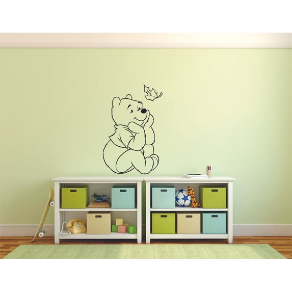 Winnie the Pooh Falling Leaf Fall Leaves Cartoon Wall Sticker Art Decal for Girls Boys Room Bedroom Nursery Kindergarten House Fun Home Decor Stickers Wall Art Vinyl Decoration Size (10x8 inch)