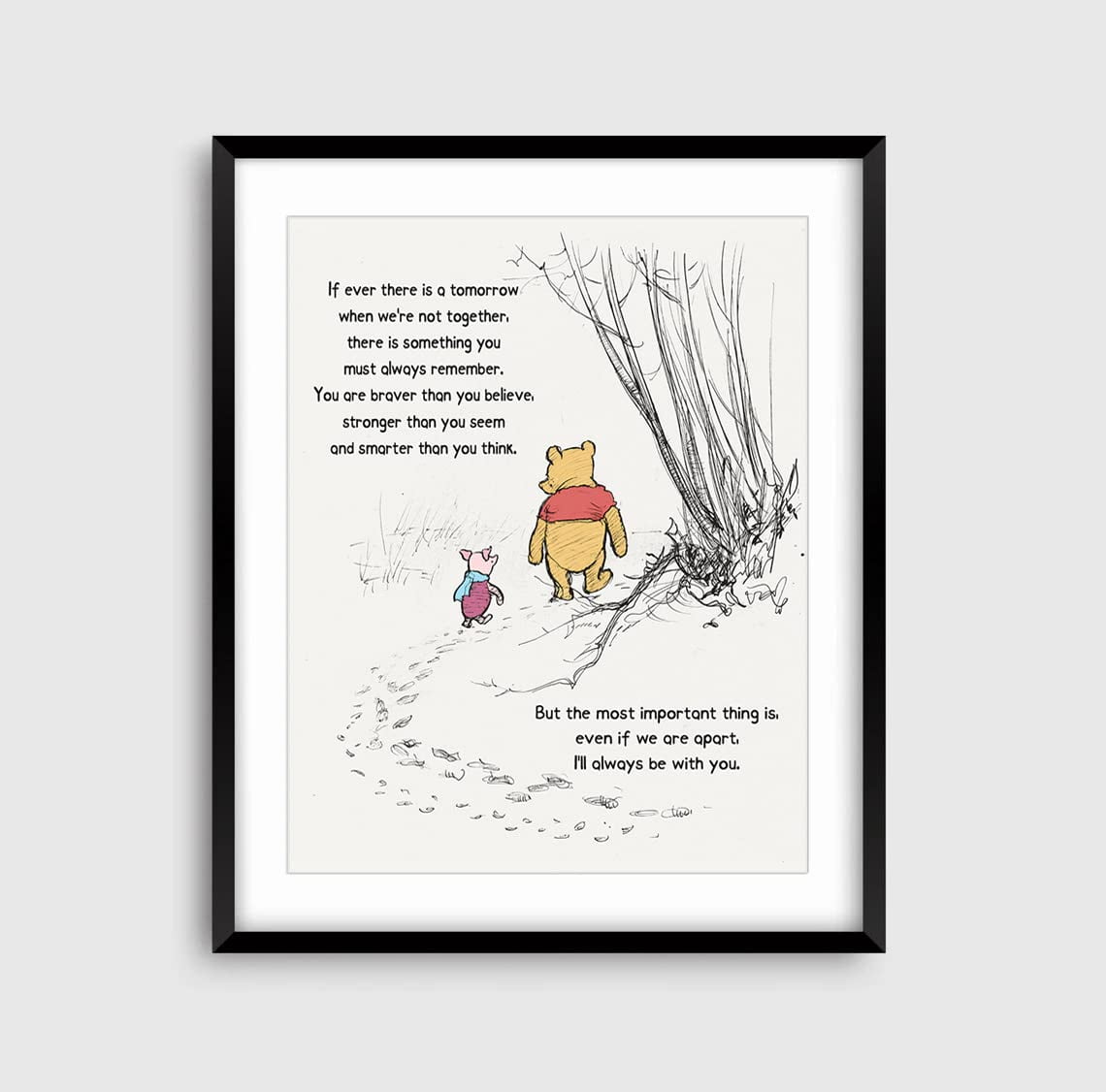 Winnie Pooh Framed Art Print Nursery Wall Decor A. A. Milne Quote