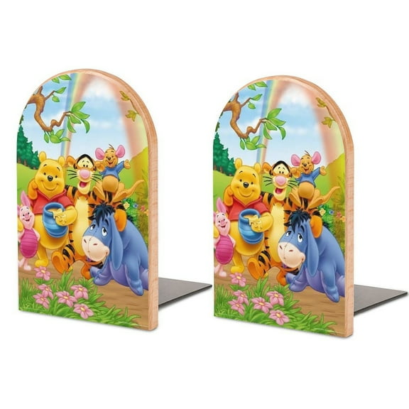 Winnie The Pooh And Friends Book Ends,Bookends for Shelves,Non-Skid Book Holder,Heavy Duty Metal Storage for Books/CDs,Decorative Book Stopper for Home(1 Pair/2 Pieces)