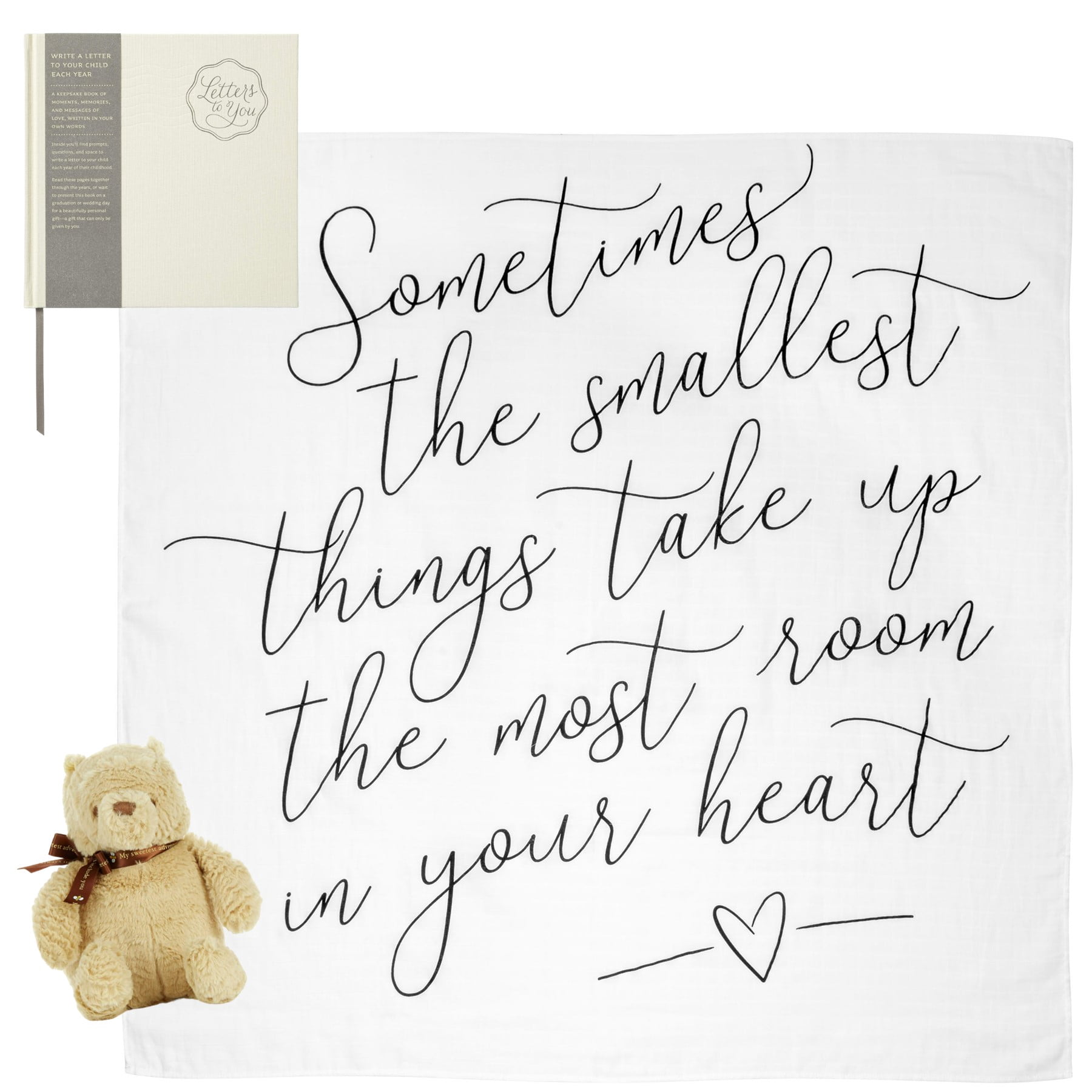 Winnie The Pooh New Baby Gift Set Includes Classic Pooh Bear Plush, Muslin Cotton Swaddling Blanket, and Letters to You Keepsake Book (A A Milne Gift That Can Span a Lifetime)