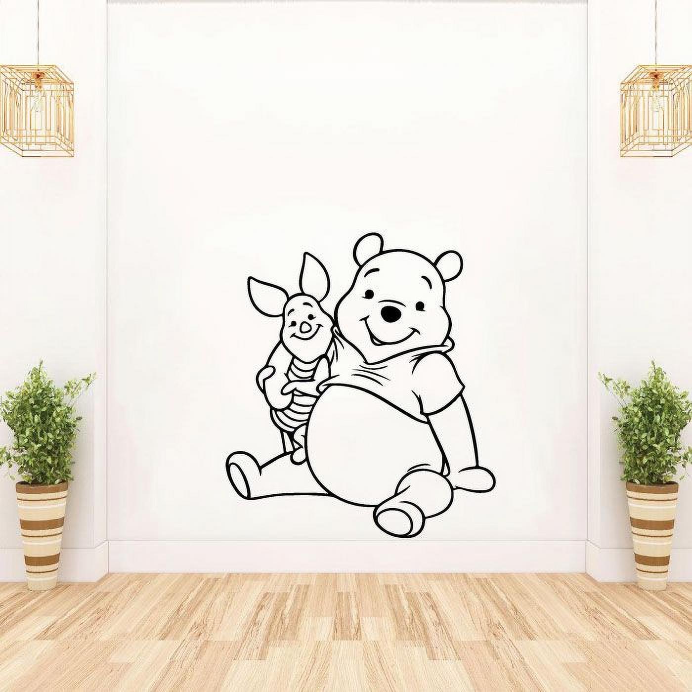 Winnie The Pooh Pooh Bear Pooh Adventures Cute Winnie And Piglet Silhouette Vinyl Sticker Wall Art Decoration Decal For Kids Baby Girl Baby Boy Room Home Room Wall Sticker Decoration Size (18x20 inch)