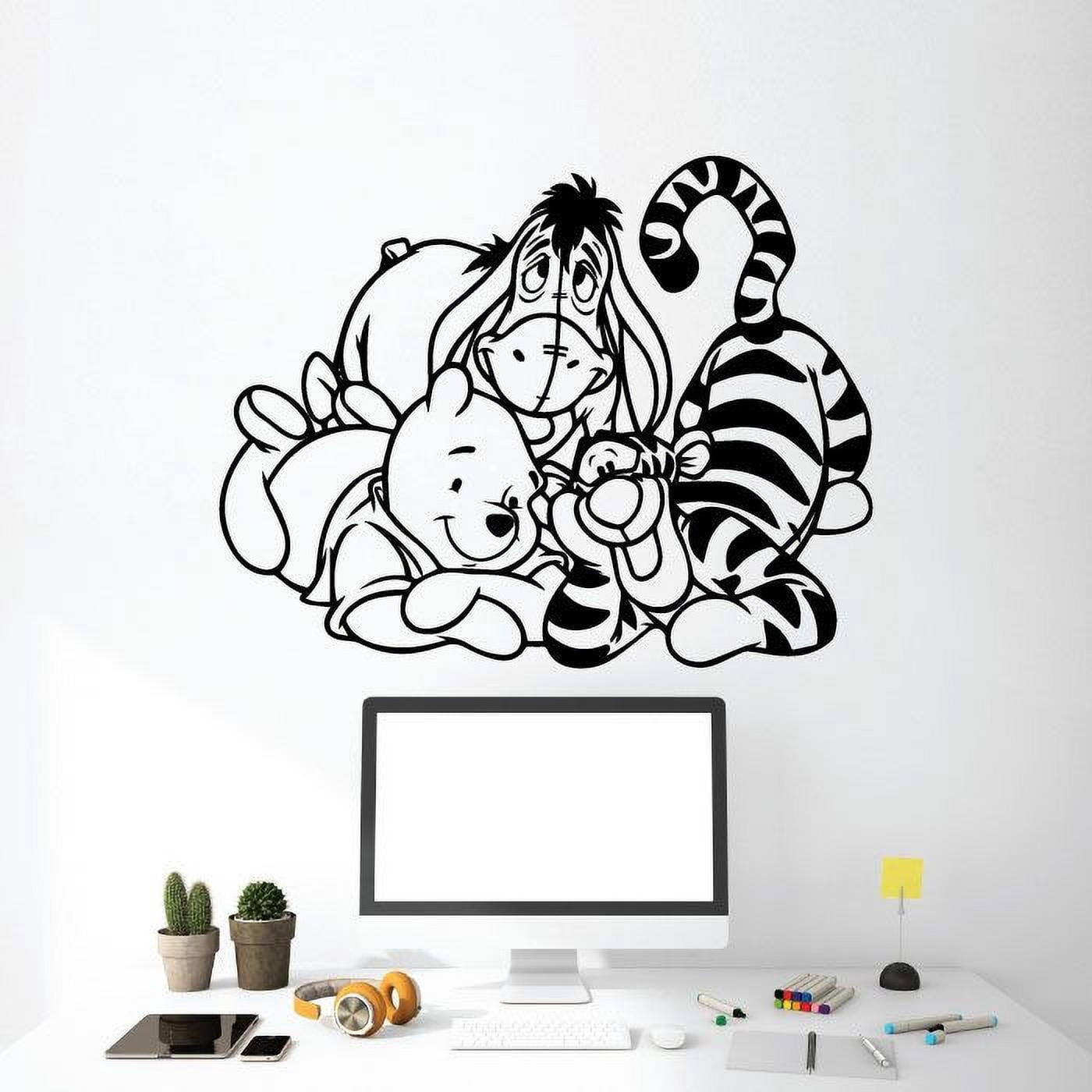 Winnie The Pooh Pooh Bear Pooh Friends Tigger And Eeyore Silhouette Vinyl Sticker Wall Art Decoration Decal For Kids Baby Girl Baby Boy Room Home Room Wall Sticker Decorations Size (40x40 inch)