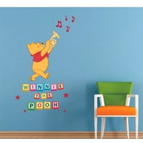 Winnie the Pooh Trumpet Cartoon Decors Wall Sticker Art Design Decal for Girls Boys Kids Room Bedroom Nursery Kindergarten House Fun Home Decor Stickers Wall Art Vinyl Decoration (10x8 inch)