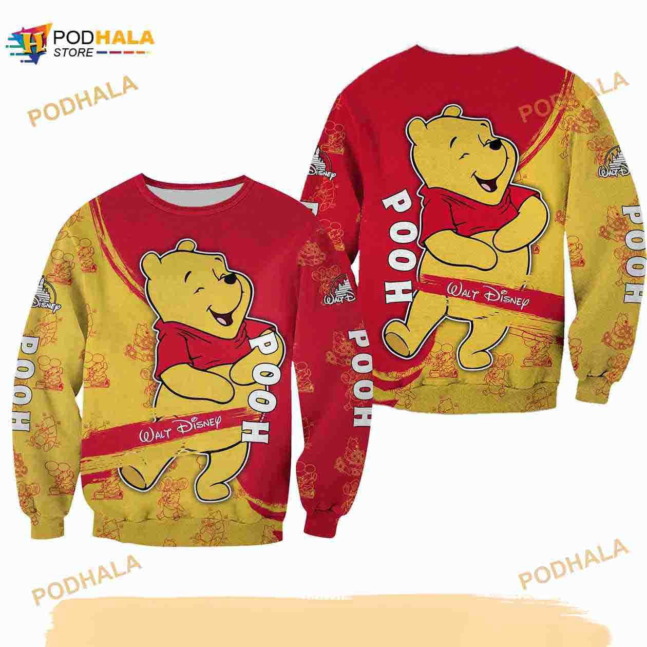 Winnie Pooh Yellow Red Pattern Stripes Disney 3D Sweater - Walmart.com