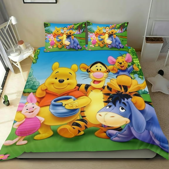 Winnie the Pooh-themed Bed Sheet Set Three Piece Set Comfortable And Skin Friendly Unique Design Home Decor Gifts For Family Friends fans54''x79''135cm*200cm