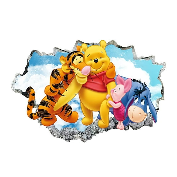 Winnie the Pooh wall stickers 3D wall stickers Children wall stickers Cartoon characters wall stickers Cartoon background wall decoration Birthday gift Children bedroom decoration 60*40CM
