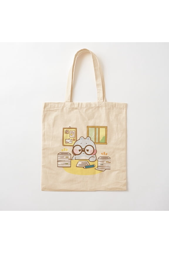 Winnie Rabbit Working, Tonton Friends Canvas Tote Bags, Reusable Shopping Bag