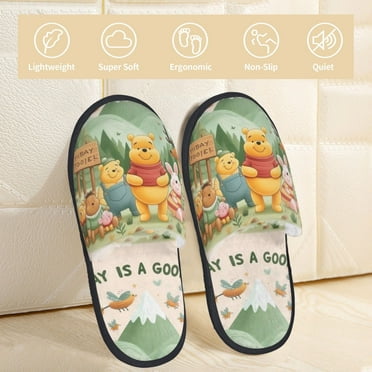 Winnie Slippers Bedroom Shoes Indoor Furry Warm Stylish Pattern Home Slippers For Women Men Medium
