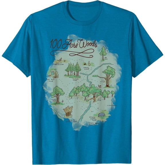 Winnie The Pooh 100 Acre Woods Map Unisex Softstyle T-Shirt for Men Women Kids,Sapphire Color,Size XL
