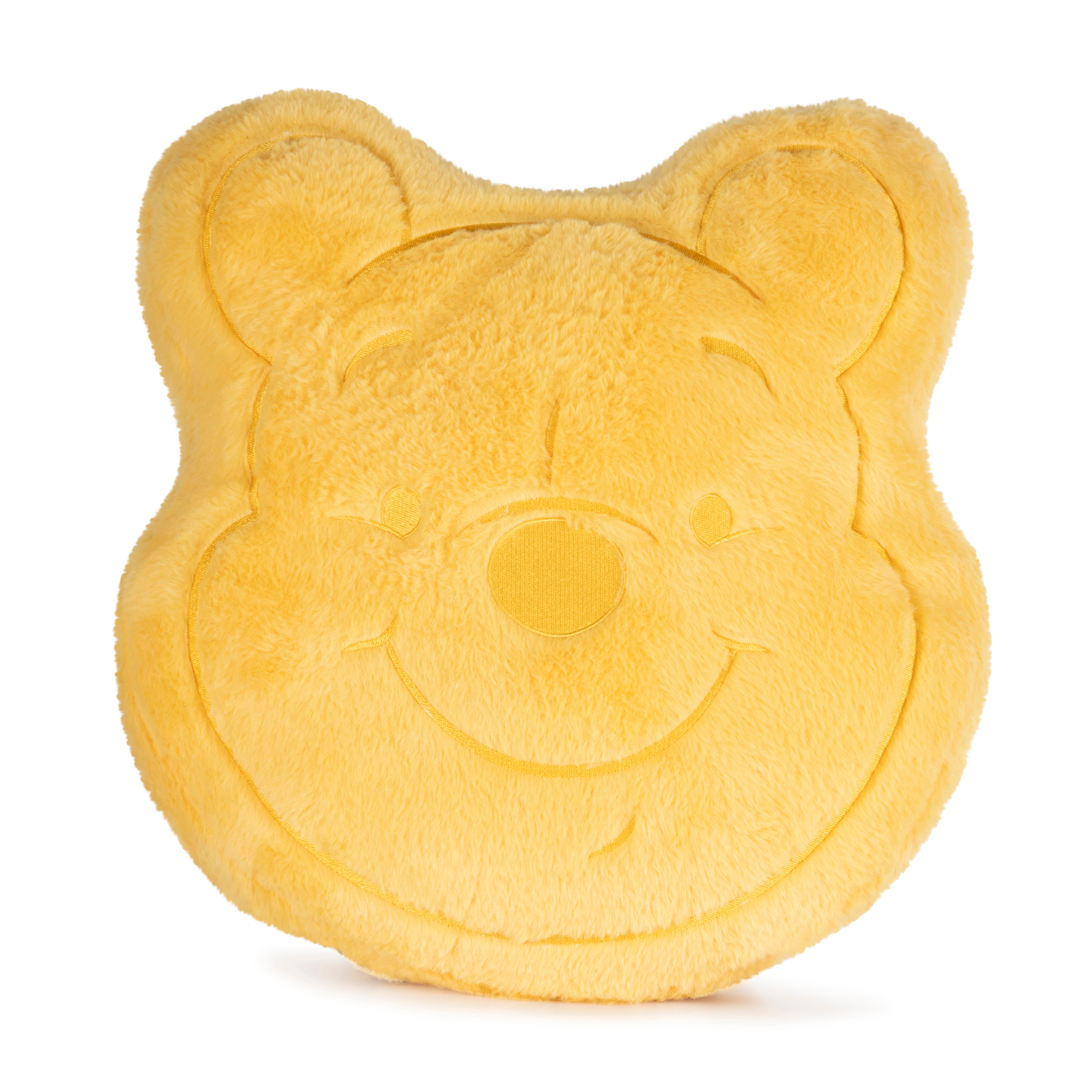 Disney Winnie the Pooh Shaped Face Decorative Pillow, Faux Rabbit Fur, Yellow, Disney, 15" x 15"