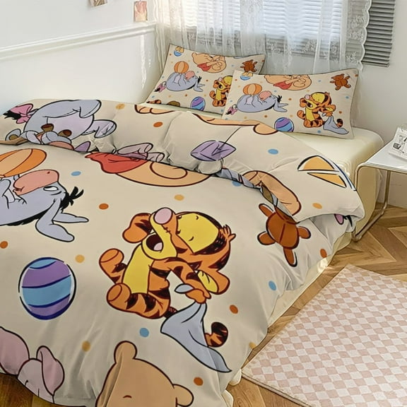 Winnie The Pooh 3-piece Queen bedding set, soft and skin-friendly for girls