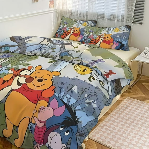 Winnie The Pooh 3-piece Queen bedding set, soft and skin-friendly for girls