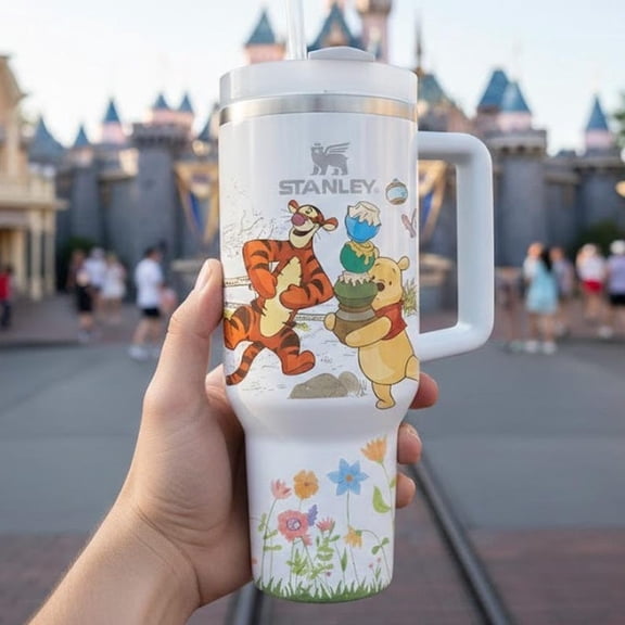 Winnie The Pooh 40oz Tumbler, Pooh And Friends Movie Cup Lover Gift,Pooh Tiger Tumbler