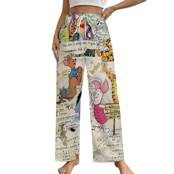 Winnie The Pooh Women Pajama Suit Sleepwear Long Pants Pajama Lady Pjs Set Home