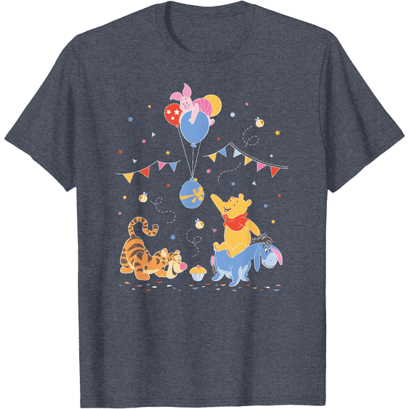Winnie The Pooh And Friends Birthday Party Unisex Softstyle T-Shirt for Men Women Kids,Heather Navy Color,Size 2XL