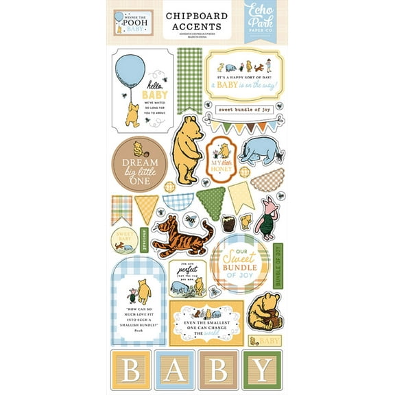 Echo Park Chipboard 6"X13"-Accents, Winnie The Pooh Baby