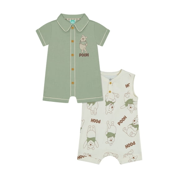 Winnie The Pooh Baby Boy 2 Pack Rompers, Sizes 0/3 Months-24 Months