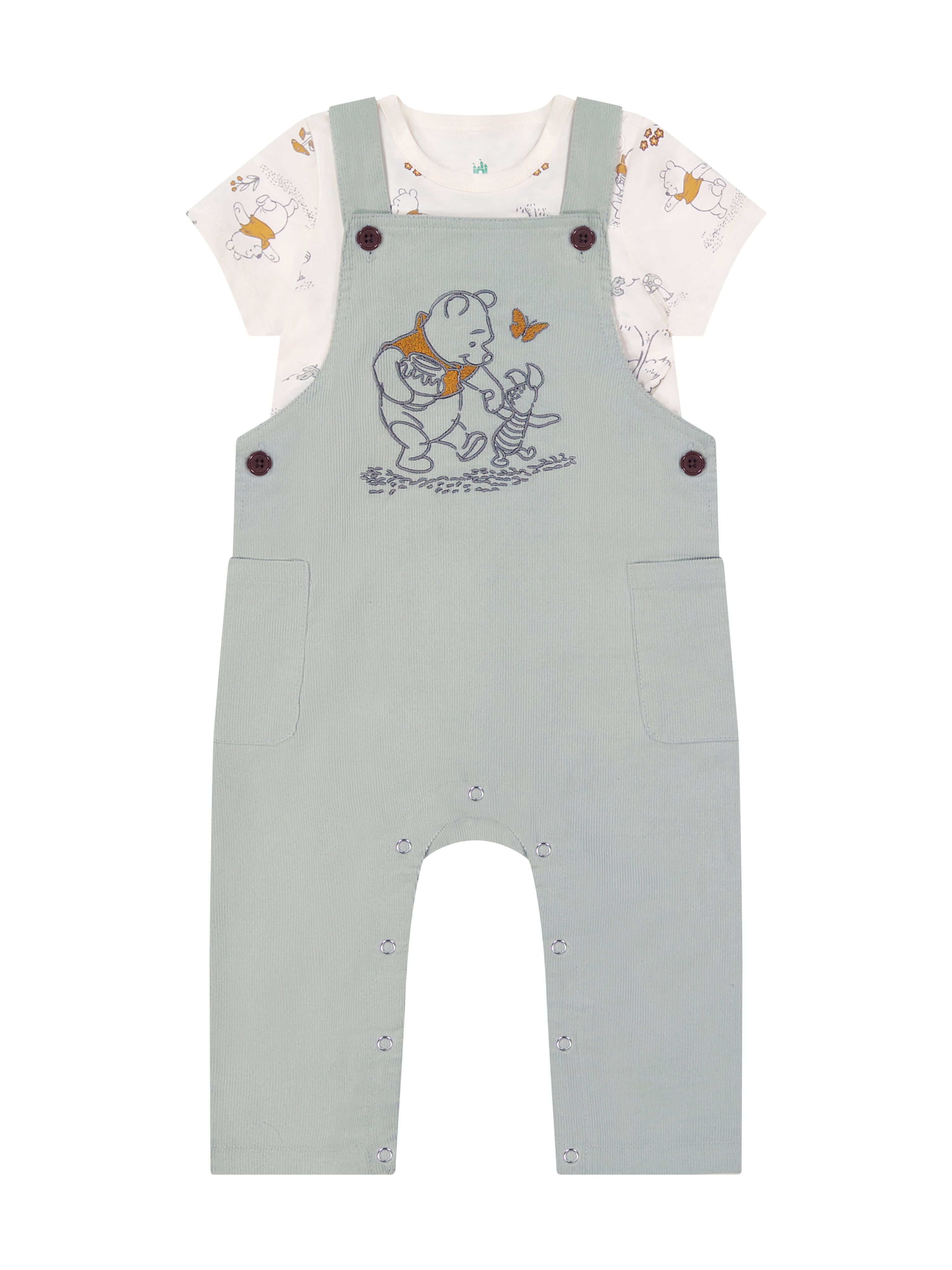 Winnie The Pooh Baby Boy 2 Piece Corduroy Overall Set, Sizes 0-24 Months