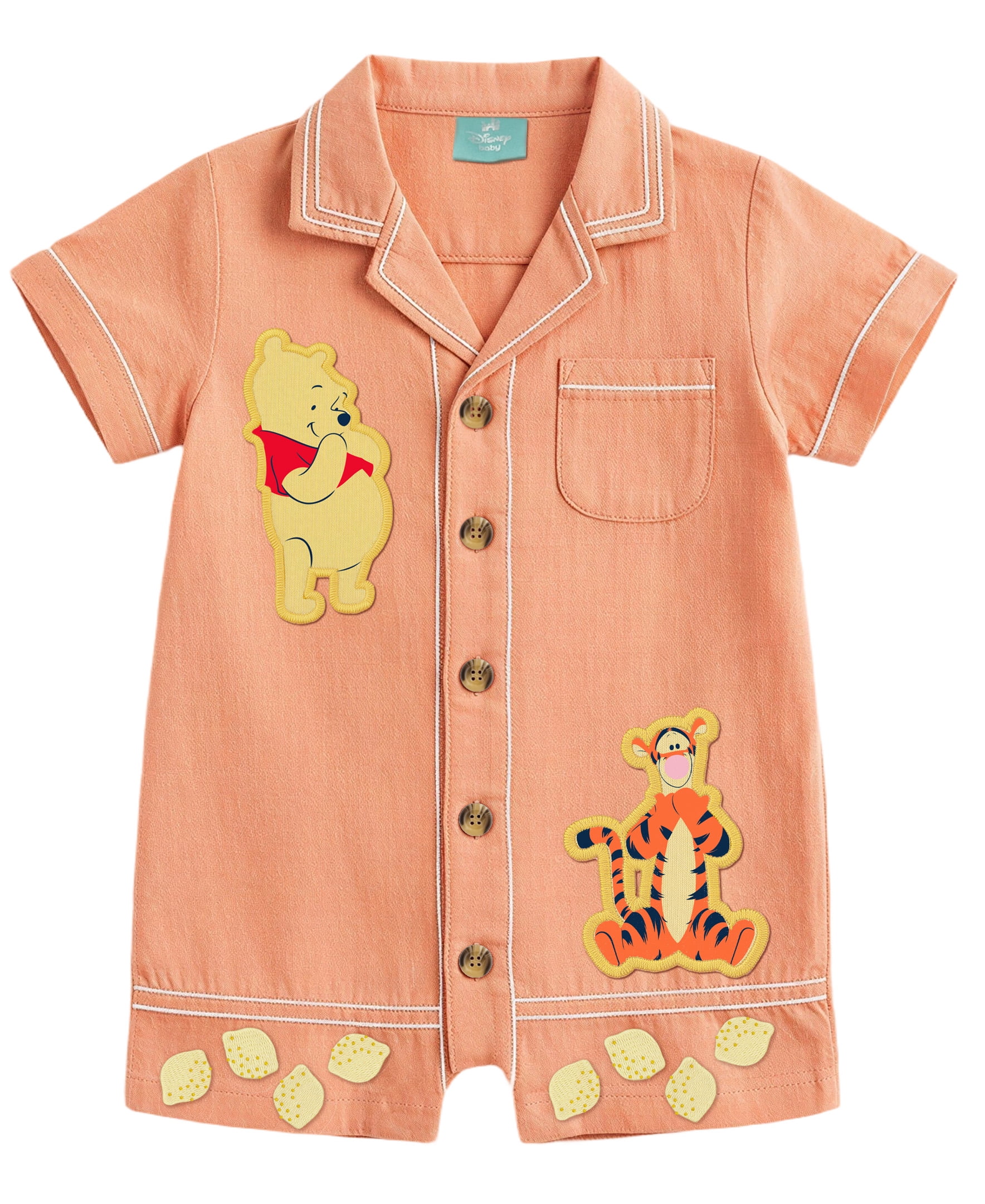 Winnie The Pooh Baby Boy Linen Romper, Sizes 0/3 Months-24 Months