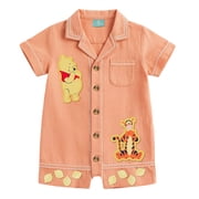Winnie The Pooh Baby Boy Linen Romper, Sizes 0/3 Months-24 Months