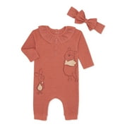 THE LION KING Winnie The Pooh Baby Girl Romper and Headband Set, 2-Piece, Sizes 0/3M-24M