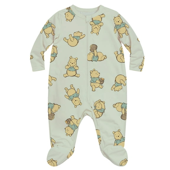 Winnie The Pooh Baby Unisex Printed Long Sleeve Footed Sleep N Play, Sizes Newborn- 9 Months