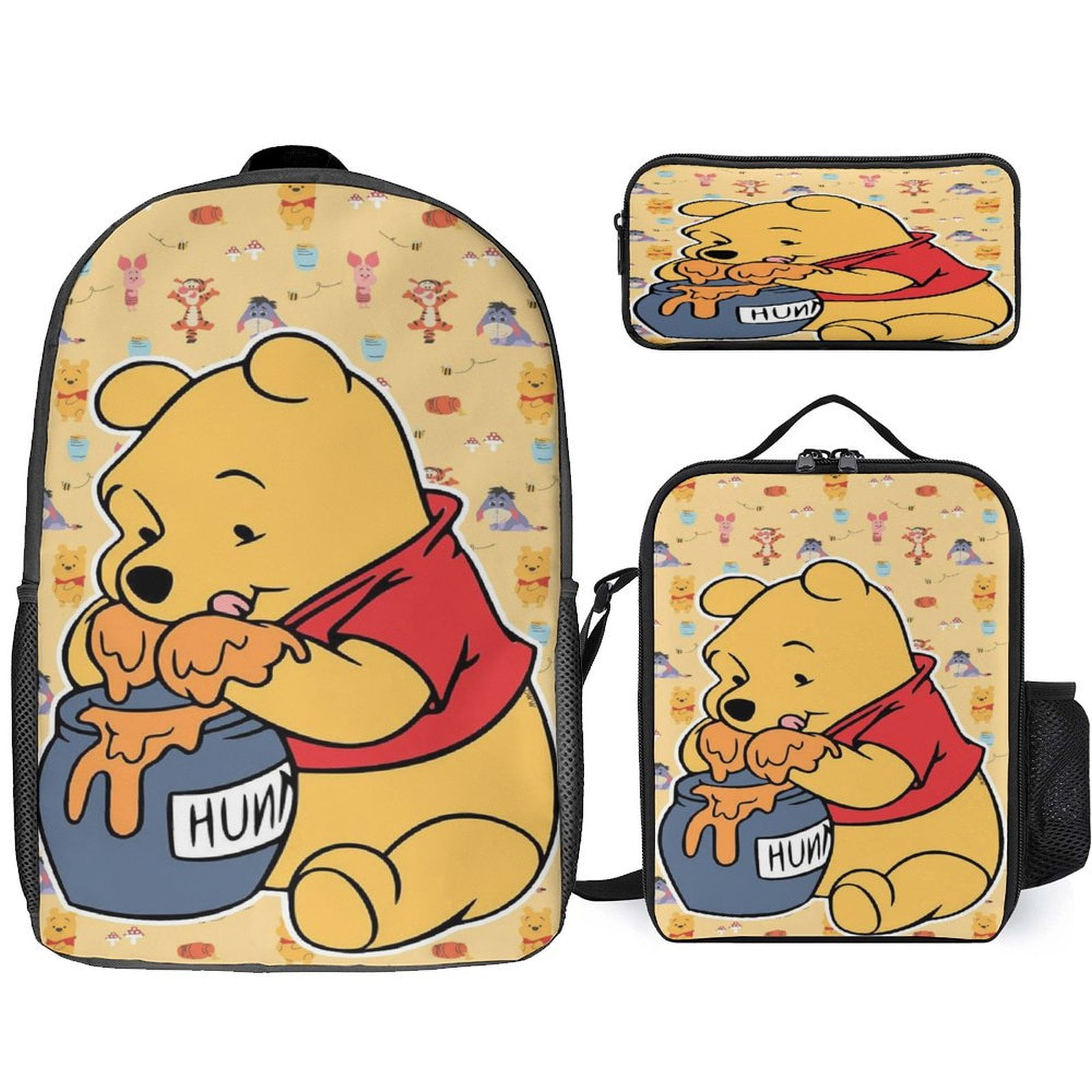 Winnie The Pooh Backpack 3PCS Backpack Set 17inch School Backpacks with