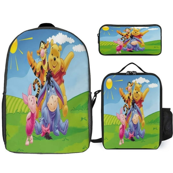 Winnie The Pooh Backpacks 3 Piece Set Bookbag with Lunch Bag And Pencil Case