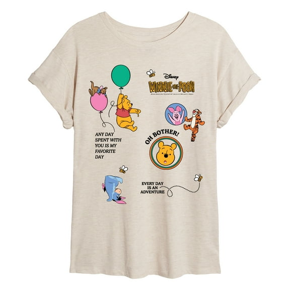 Winnie The Pooh - Balloon Collage - Womens Oversized Graphic T-Shirt