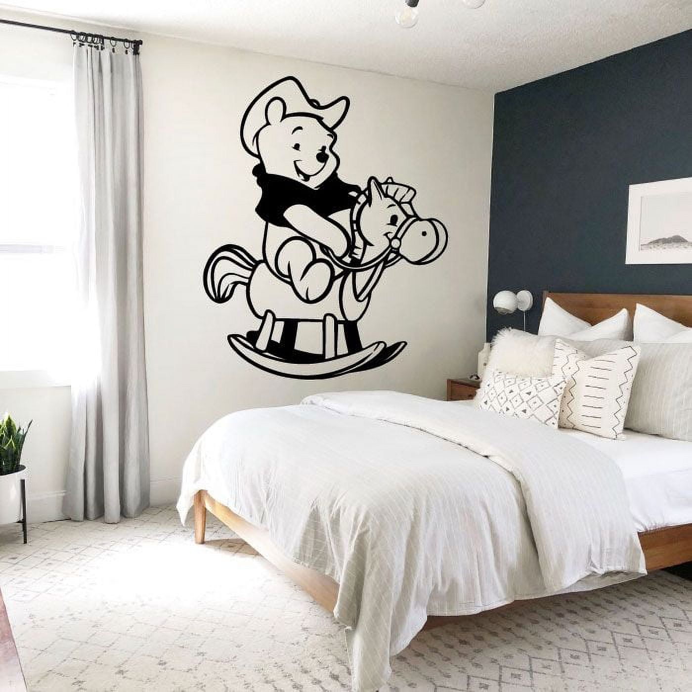 Winnie The Pooh Pooh Bear Pooh Adventures Cute Cowboy Hat Silhouette Vinyl Sticker Wall Art Decoration Decal For Kids Baby Girl Baby Boy Room Home