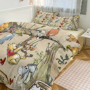 Winnie The Pooh Bedding Set, Cartoon Anime Printed Bedding 1 Duvet with 2 Pillowcases, Soft And Lightweight For Boys Girl Full