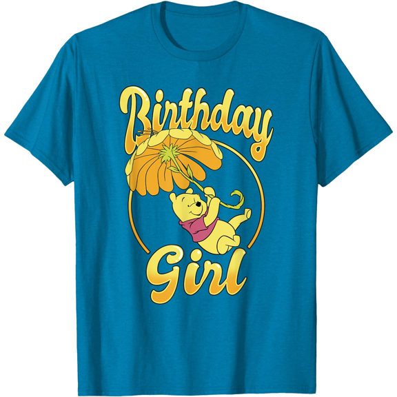 Winnie The Pooh Birthday Girl Floral Unisex Softstyle T-Shirt for Men Women Kids