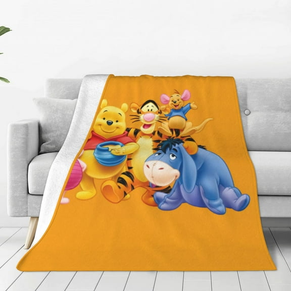 Winnie The Pooh Blanket Cute Character All Season Warm Fuzzy Plush Throw Blankets Soft Flannel Blankets for Couch Chair Bed Travel Home Decor 40"X30"