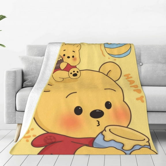 Winnie The Pooh Blanket Cute Character All Season Warm Fuzzy Plush Throw Blankets Soft Flannel Blankets for Couch Chair Bed Travel Home Decor 40"X30"
