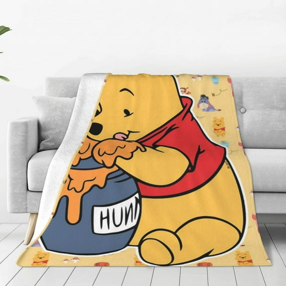 Winnie The Pooh Blanket Cute Character All Season Warm Fuzzy Plush Throw Blankets Soft Flannel Blankets for Couch Chair Bed Travel Home Decor 40"X30"