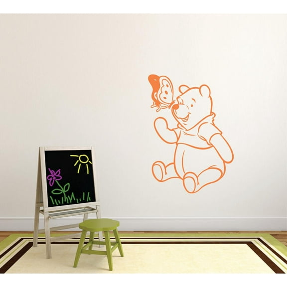 Winnie The Pooh Butterfly Cartoon Characters Silhouette Baby Nursery Room Boy Girl Custom Wall Decal Vinyl Peel & Stick Sticker 12 Inches X 12 Inches