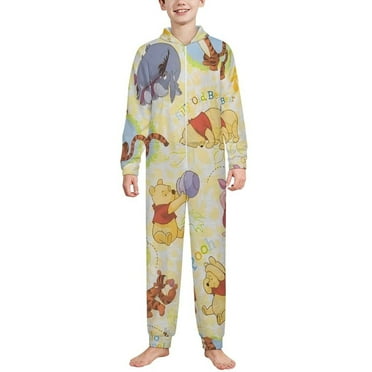 Winnie The Pooh Children's hooded one-piece zip-up pajamas 2-3Y