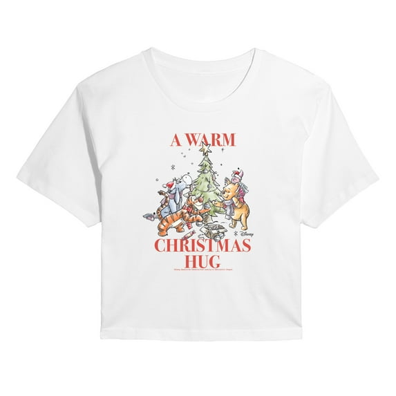 Winnie The Pooh - Christmas Crew - Juniors Cropped Graphic T-Shirt