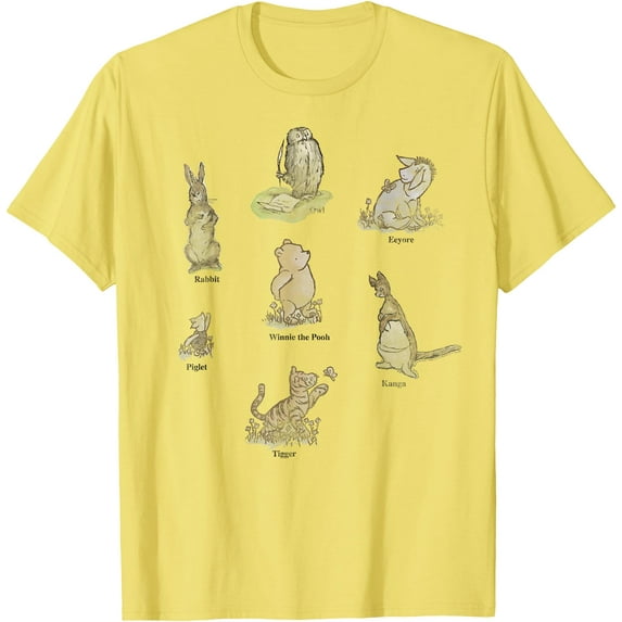 Winnie The Pooh Classic Group Shot Unisex Softstyle T-Shirt for Men Women Kids,Cornsilk Color,Size 3XL