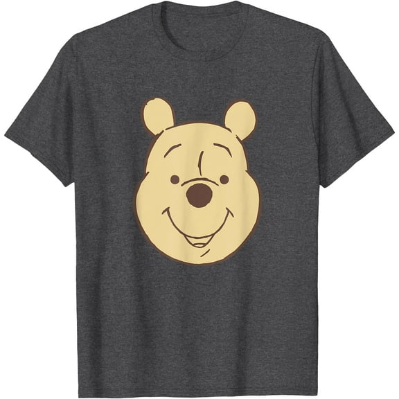 Winnie The Pooh Classic Vintage Bear Big Face Unisex Softstyle T-Shirt for Men Women Kids,Dark Heather Grey Color,Size M