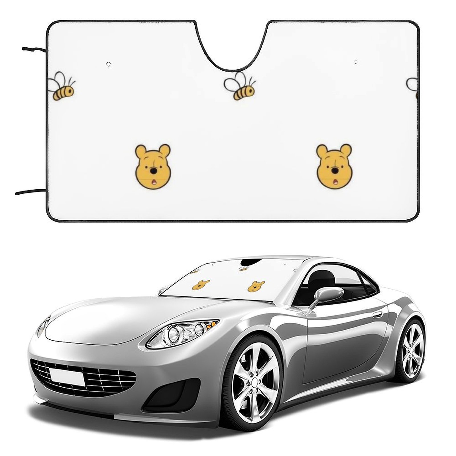 Winnie The Pooh Curved Windshield Sunshade Folding Style Auto Shade