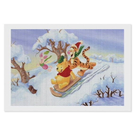 Winnie The Pooh Diamond Art Kits for Adults Diamond Art Gem Art Painting Full Drill Round Art Gem Painting Kit for Home Wall Decor 8"x12"