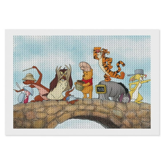 Winnie The Pooh Diamond Art Kits for Adults Diamond Art Gem Art Painting Full Drill Round Art Gem Painting Kit for Home Wall Decor 8"x12"