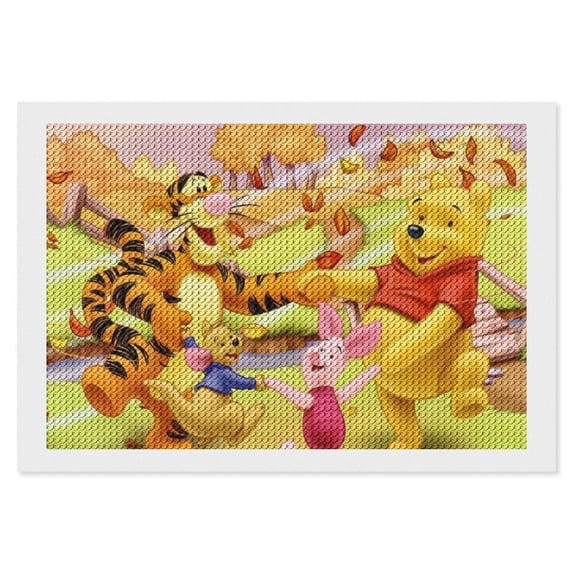 Winnie The Pooh Diamond Art Kits for Adults Diamond Art Gem Art Painting Full Drill Round Art Gem Painting Kit for Home Wall Decor