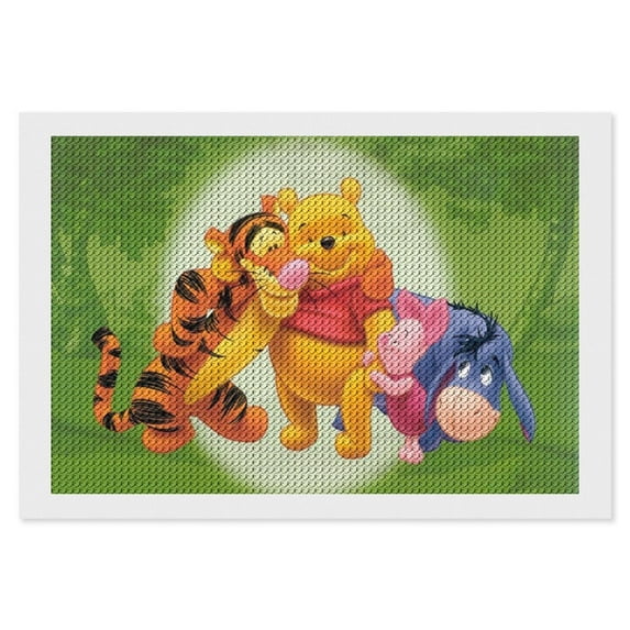 Winnie The Pooh Diamond Art Kits for Adults Diamond Art Gem Art Painting Full Drill Round Art Gem Painting Kit for Home Wall Decor