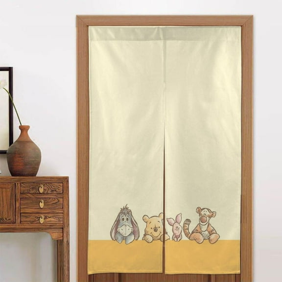 Winnie The Pooh Door Curtain for Doorway, Pattern Print Blackout Privacy Window Curtain, Room Divider Curtain Tapestry Home Decor, 34" W X 56" L