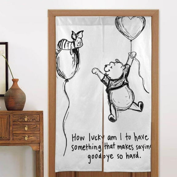 Winnie The Pooh Door Curtain for Doorway, Pattern Print Blackout Privacy Window Curtain, Room Divider Curtain Tapestry Home Decor, 34" W X 56" L