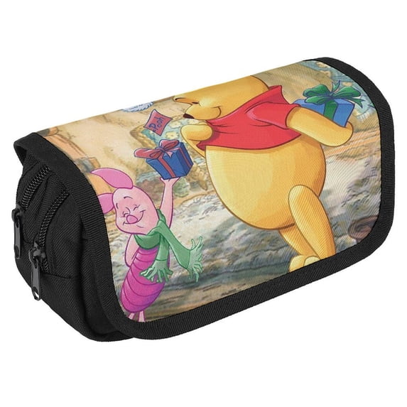 Winnie The Pooh Double Pencil Cases, Large Capacity Pencil Pouch, Aesthetic Zipper Pencil Box for Office Supplies